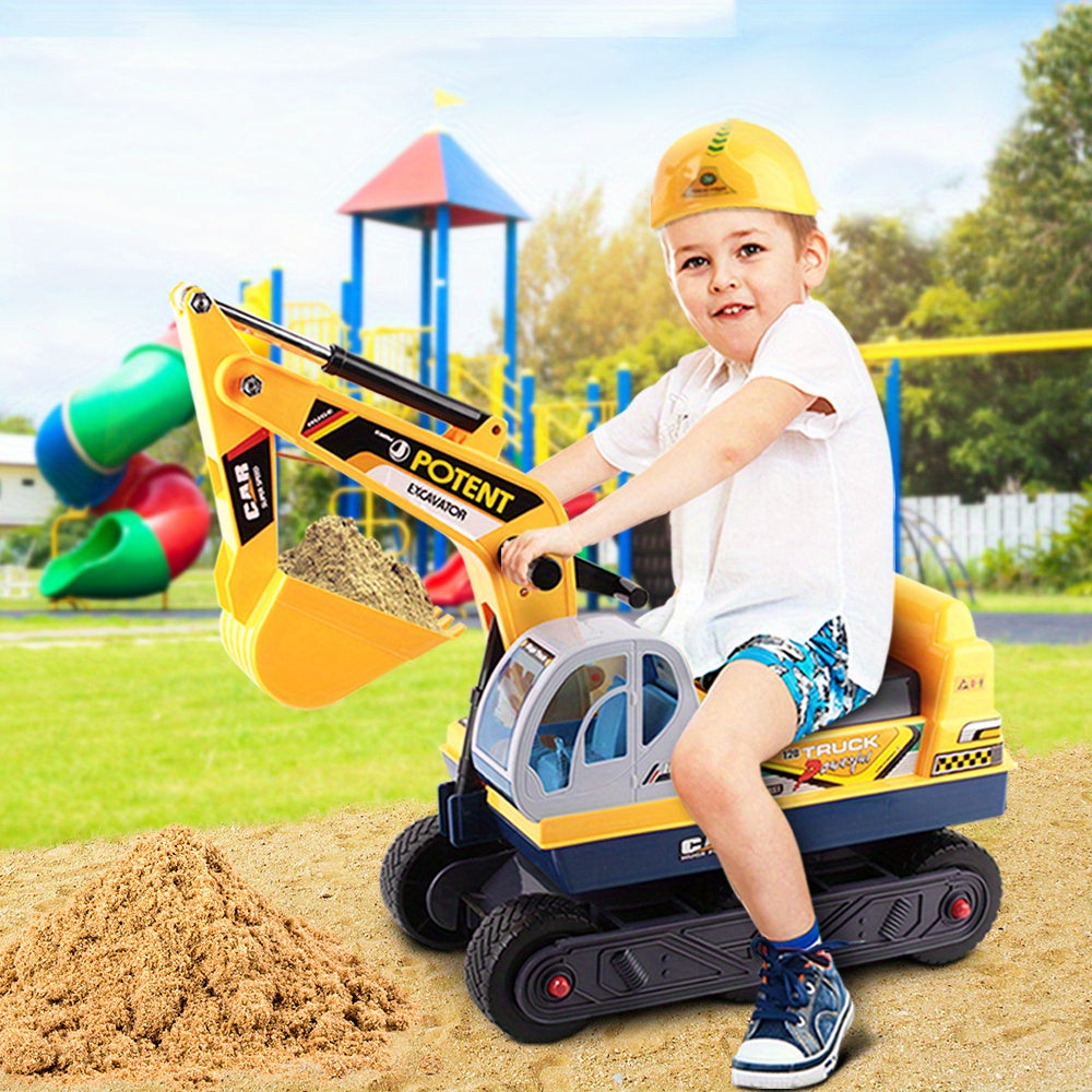 NNETM Ride-On Excavator Toy with Helmet