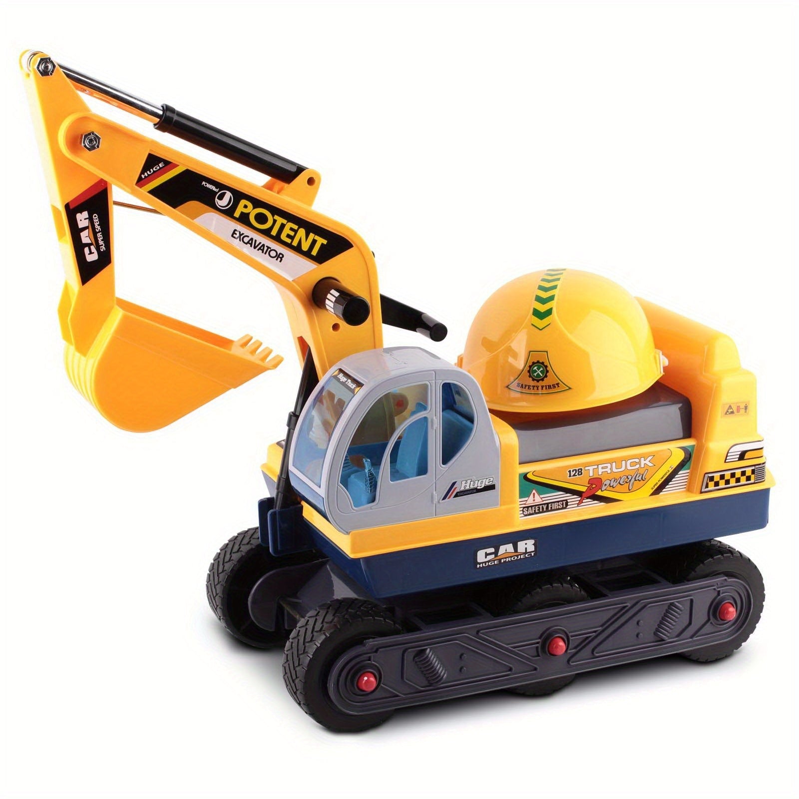 NNETM Ride-On Excavator Toy with Helmet