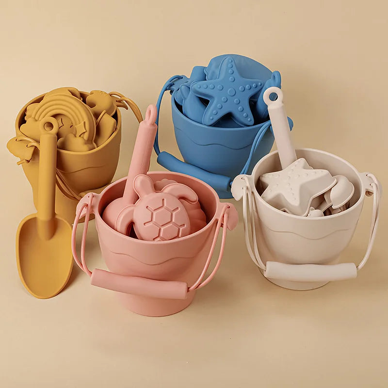 8-teiliges Strandspielzeug-Set aus lebensmittelechtem Silikon, mehrfarbig