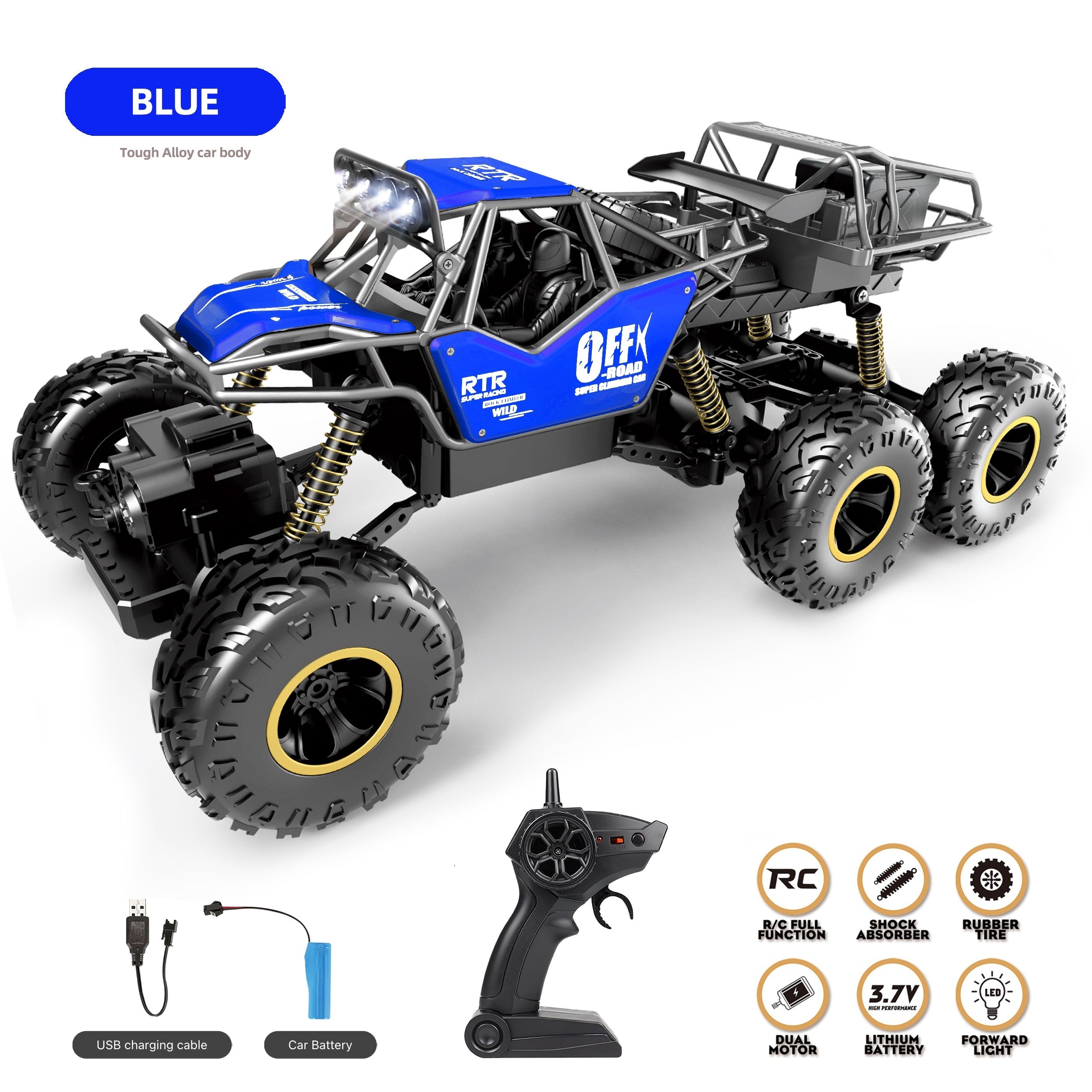 All-Terrain 6-Wheel RC Off-Road Car