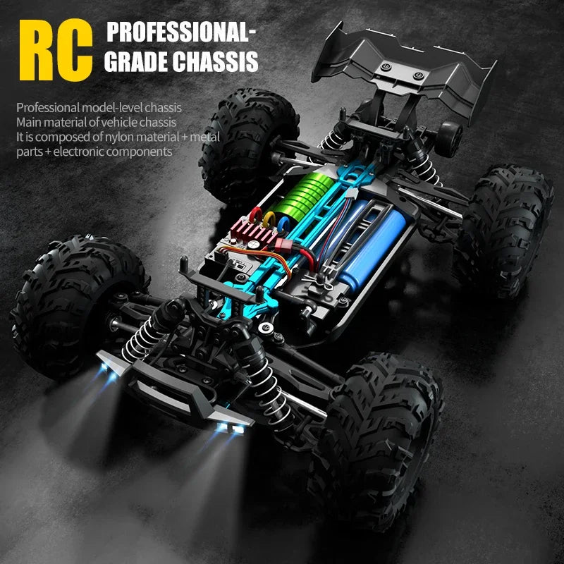 High-Speed 1:16 4WD Drift RC Car with LED - 75KM/H Monster Truck