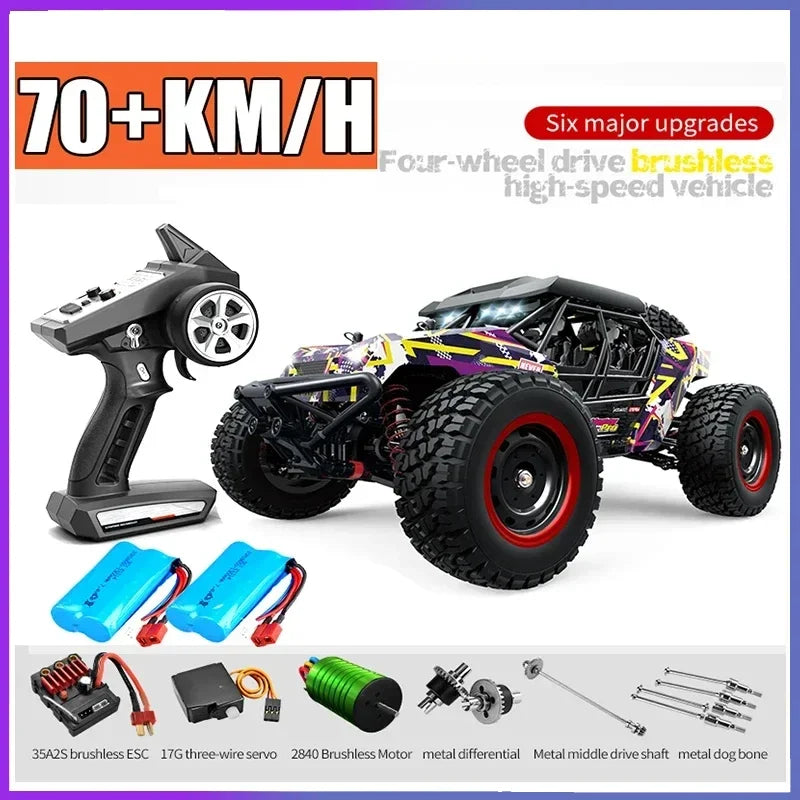 High-Speed 1/16 4WD Off-Road RC Car - 70KM/H Brushless Crawler Toy