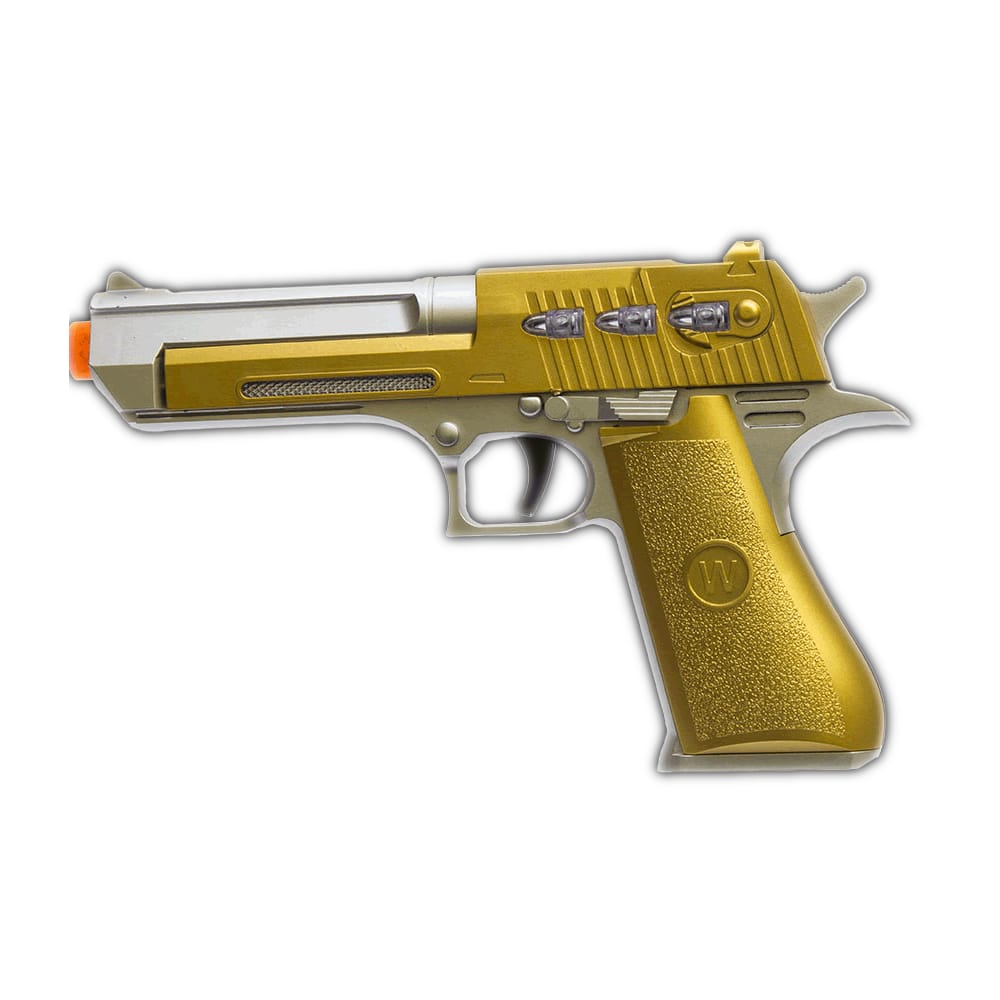 LED Red Pistol Gold Plated Toy Gun