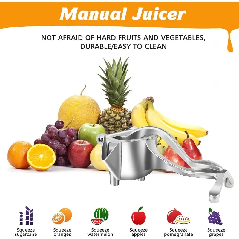 Heavy Duty Manual Citrus Juicer Premium Metal Alloy Fruit Squeezer Silver