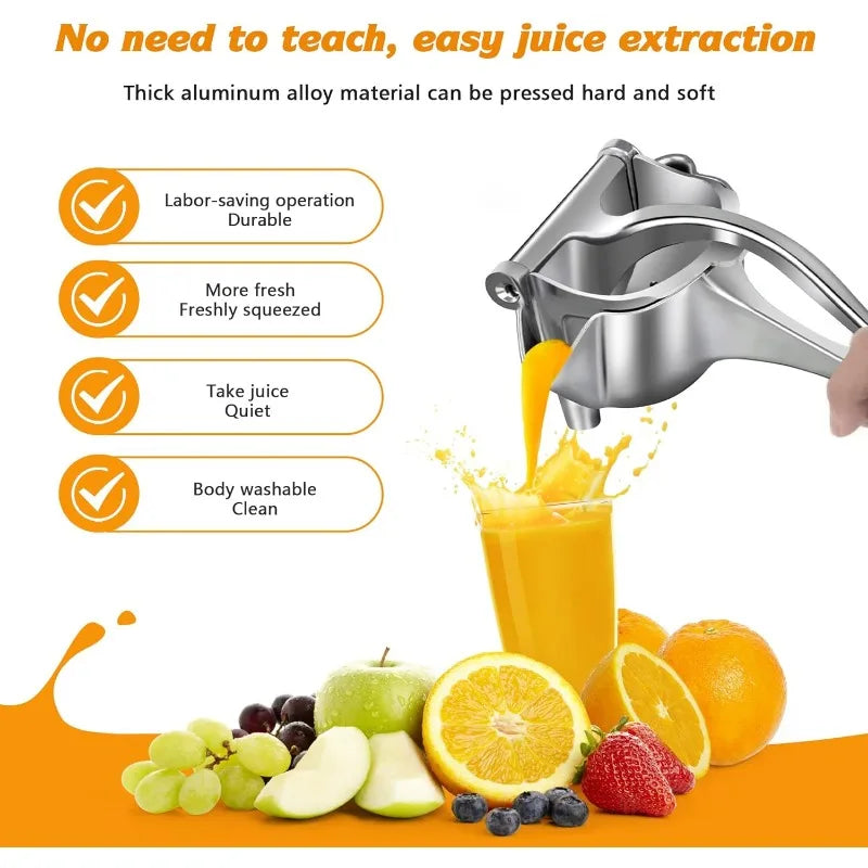 Heavy Duty Manual Citrus Juicer Premium Metal Alloy Fruit Squeezer Silver