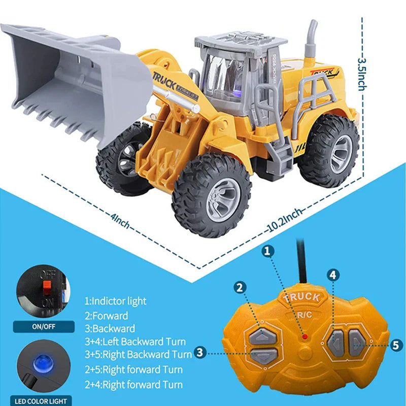 Remote Control Metal Bulldozer Truck - Perfect Gift for Boys