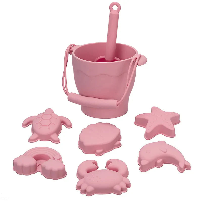 8 pcs set beach toys in food grade silicone multivariant