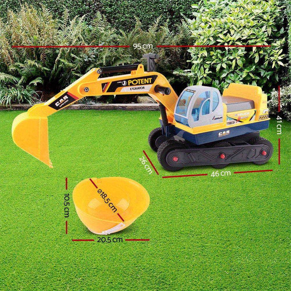 NNETM Ride-On Excavator Toy with Helmet