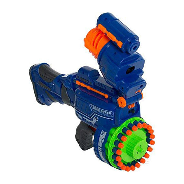 Arma de jucarie cu sunet, in 2 culori, set de proiectile cadou-albastru