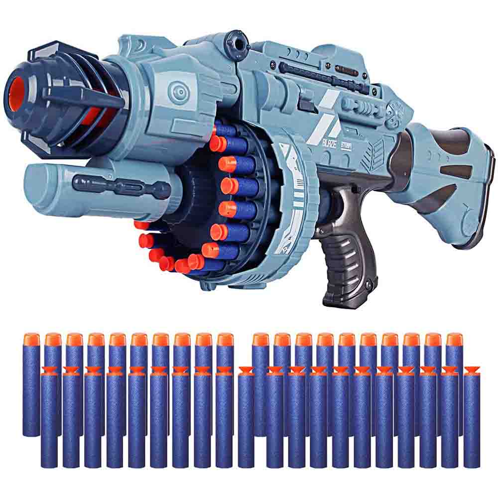 Arma de jucarie cu sunet, in 2 culori, set de proiectile cadou-gri